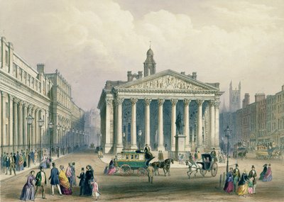 Die Royal Exchange und die Bank of England, Lithographie von T. Picken, gedruckt von Day und Son., veröffentlicht von Rudolph Ackerman, 1851 von George Shepherd